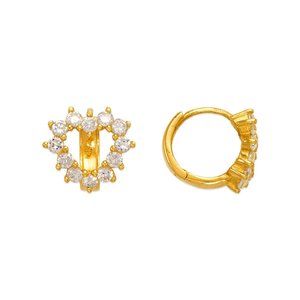 14k REAL GOLD Fancy Heart CZ Earrings